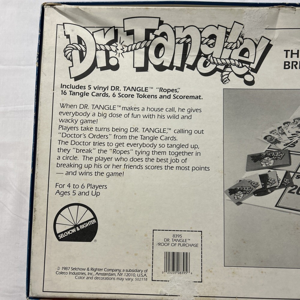 Dr. Tangle Board Game - Selchow & Righter - 1987 - Pre-owned