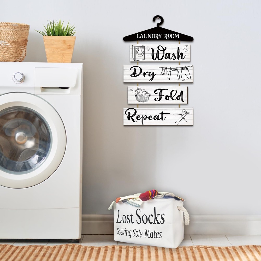 Rustic Laundry Room Decor and Accessories - Lost Sock Basket in Polyester Fab...