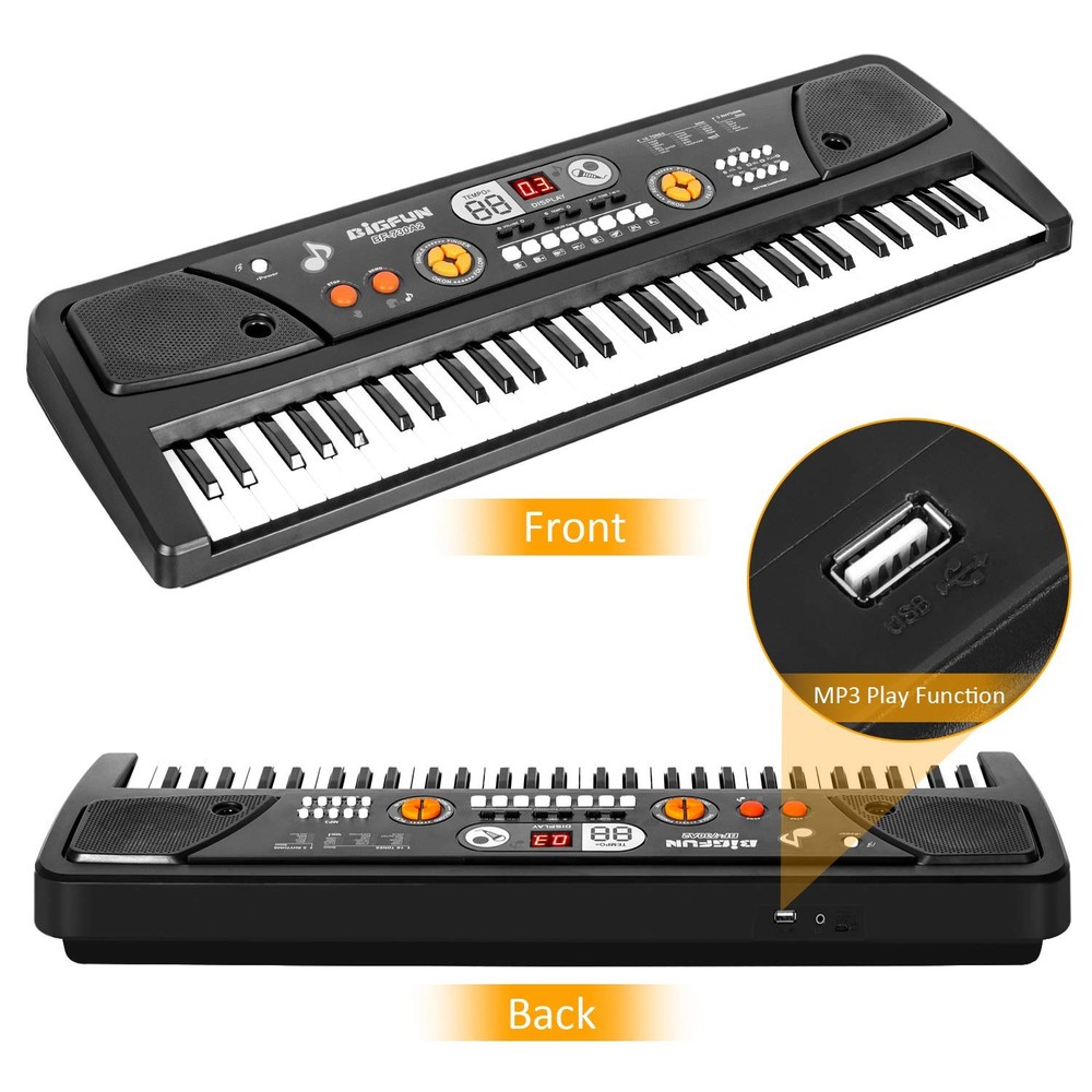 Keyboard Piano, 61 Keys Piano Keyboard for with Microphone MP3 Function Displ...