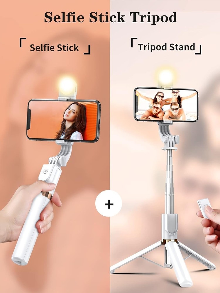 46" Selfie Stick Tripod with LED Light & Wireless Remote for iPhone & Android