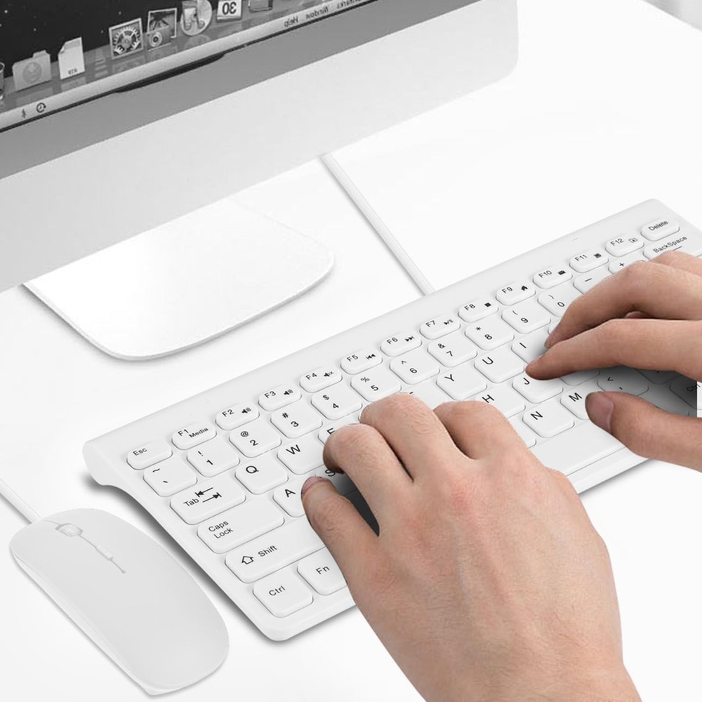 Wired Keyboard and Mouse, Ultra-Thin USB Keyboard Optical Mouse Set ComboFull...