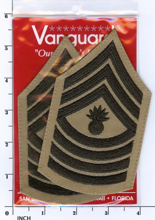 USMC Marines FEMALE Master Gunnery Sergeant Chevrons MGySgt E9 PATCH pair Khaki