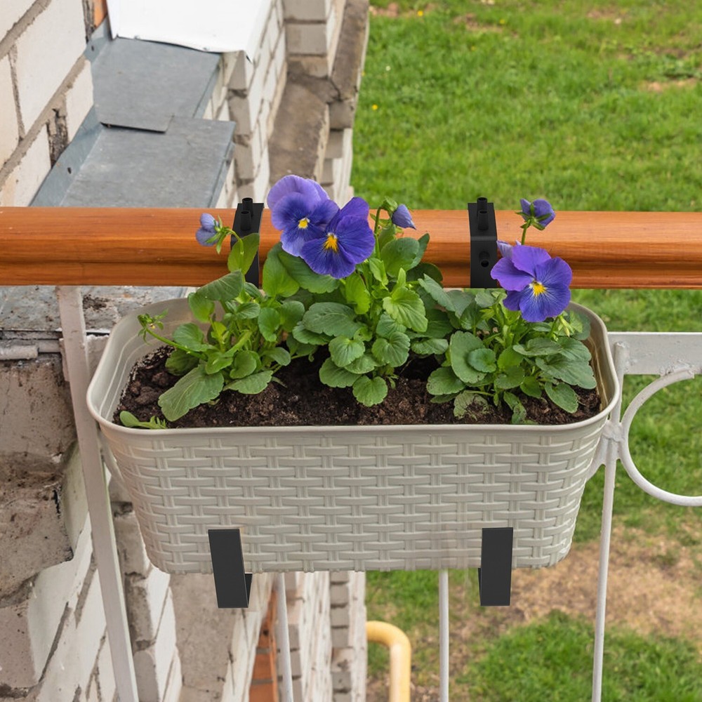 4PCS Adjustable Planter Box Brackets Mounts Deck Railing Flower Box Holder Hooks