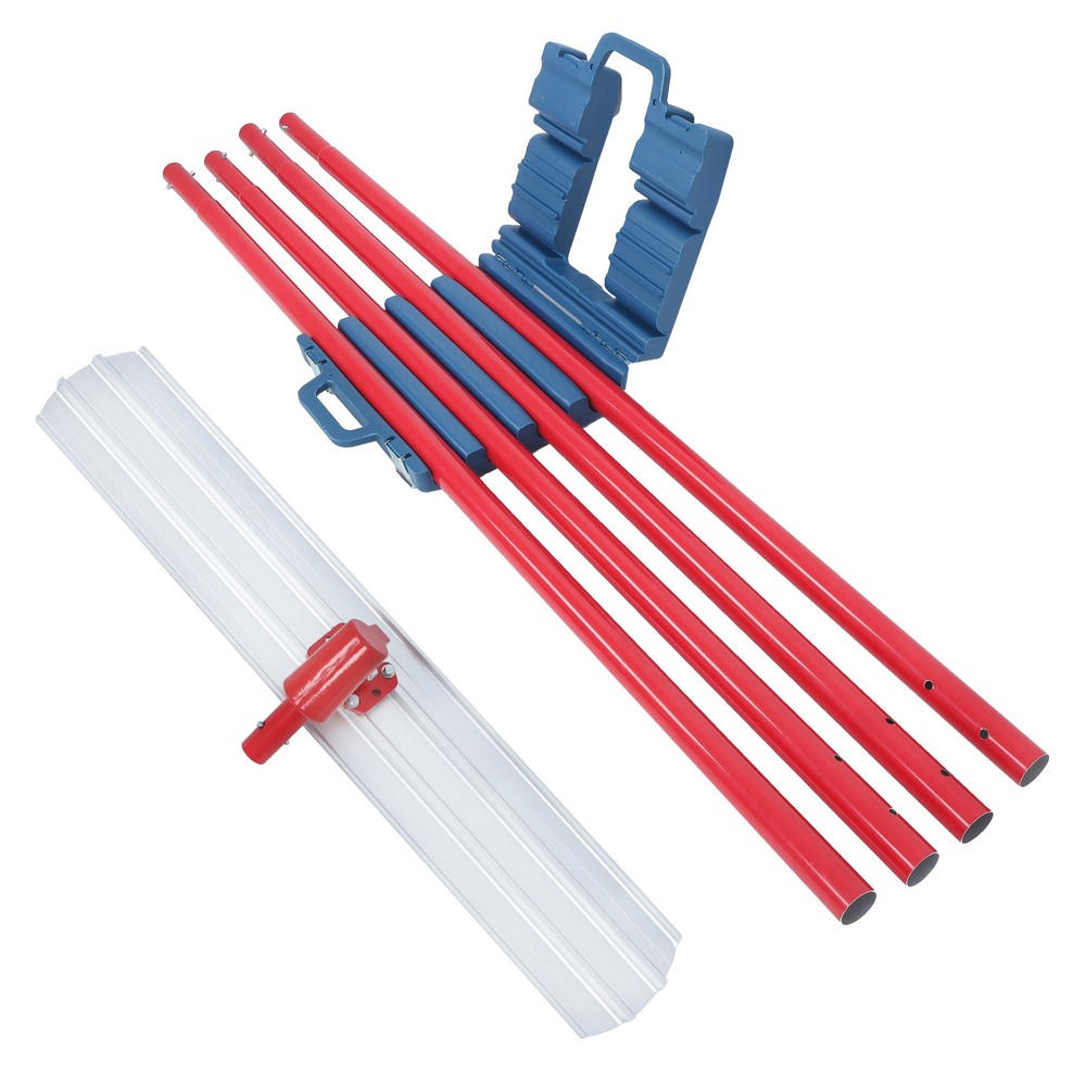 Red Concrete Bull Float Kit 48" × 8" Round End Concrete Float Tool With 4 Rods