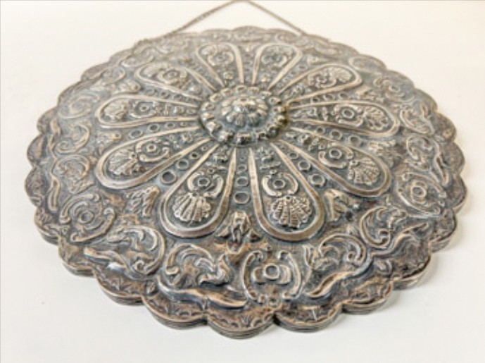 Turkish Repousse 900 Silver wall mirror 10.25"