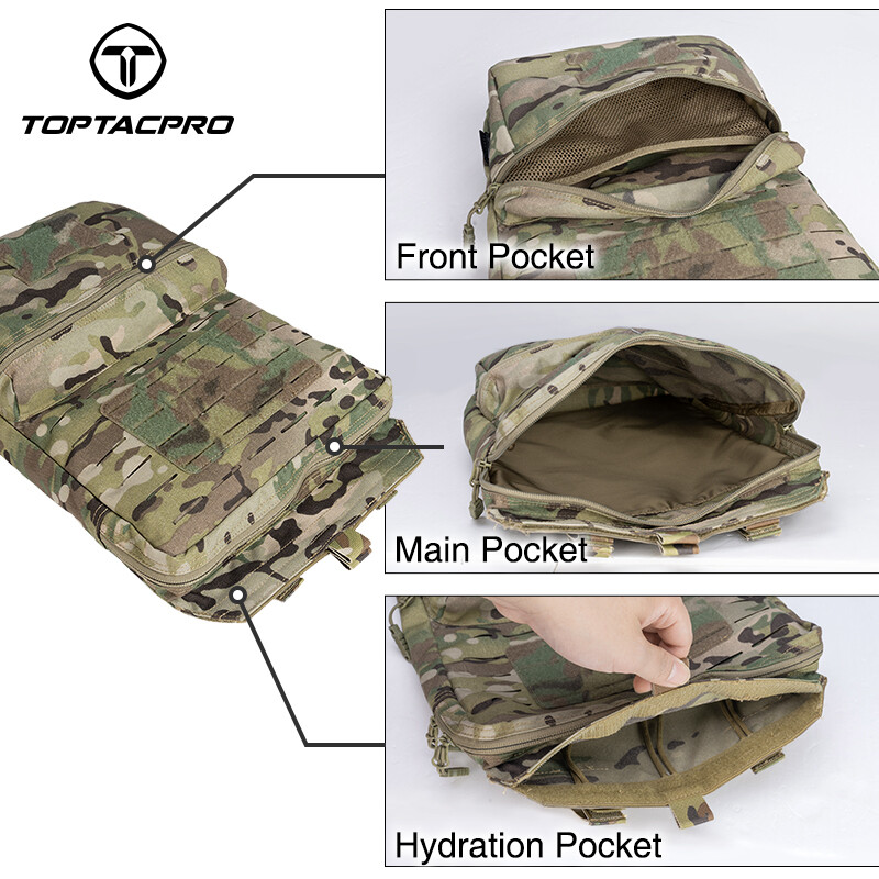 TOPTACPRO Tactical Hydration Backpack 2L MOLLE Water Bag Hydration Pouch Airsoft