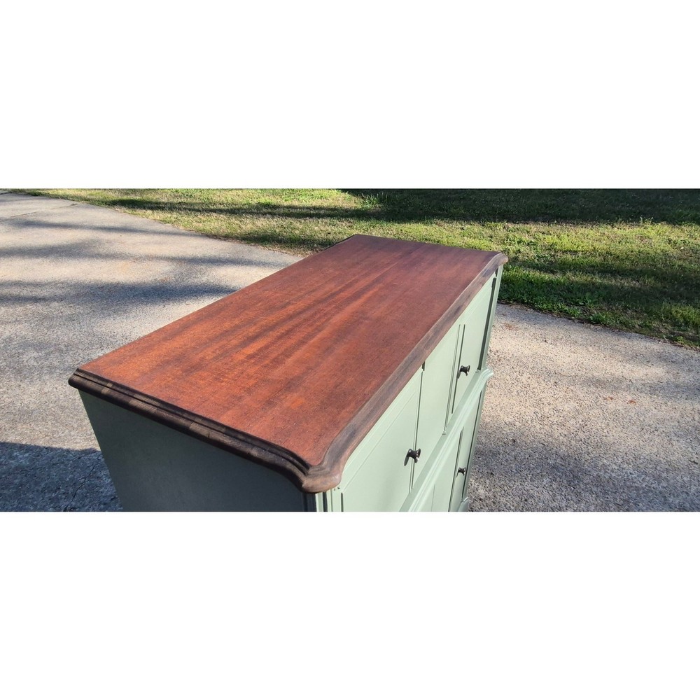 Bar Buffet Green Dark Walnut Top Original Knobs LED Lights 38x20x42 Solid Wood
