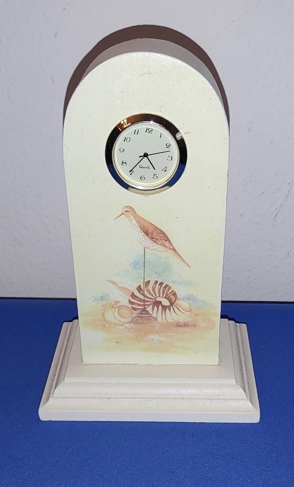 Jean Oates Decoative Mini Clock Nautical Display, Bird & Seashell