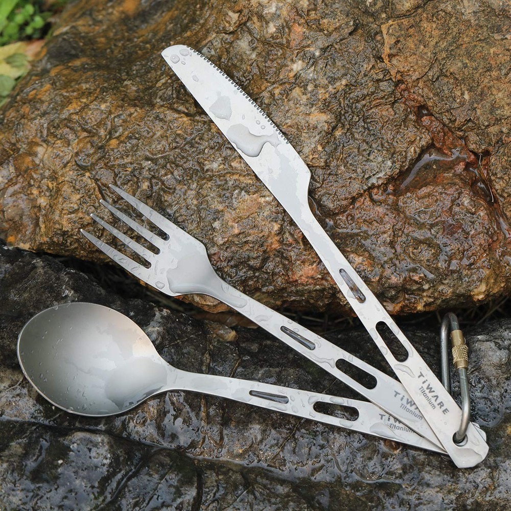 Titanium Ultra-Light Weight Tableware Durable Knife Fork Spoon Chopsticks Cut...