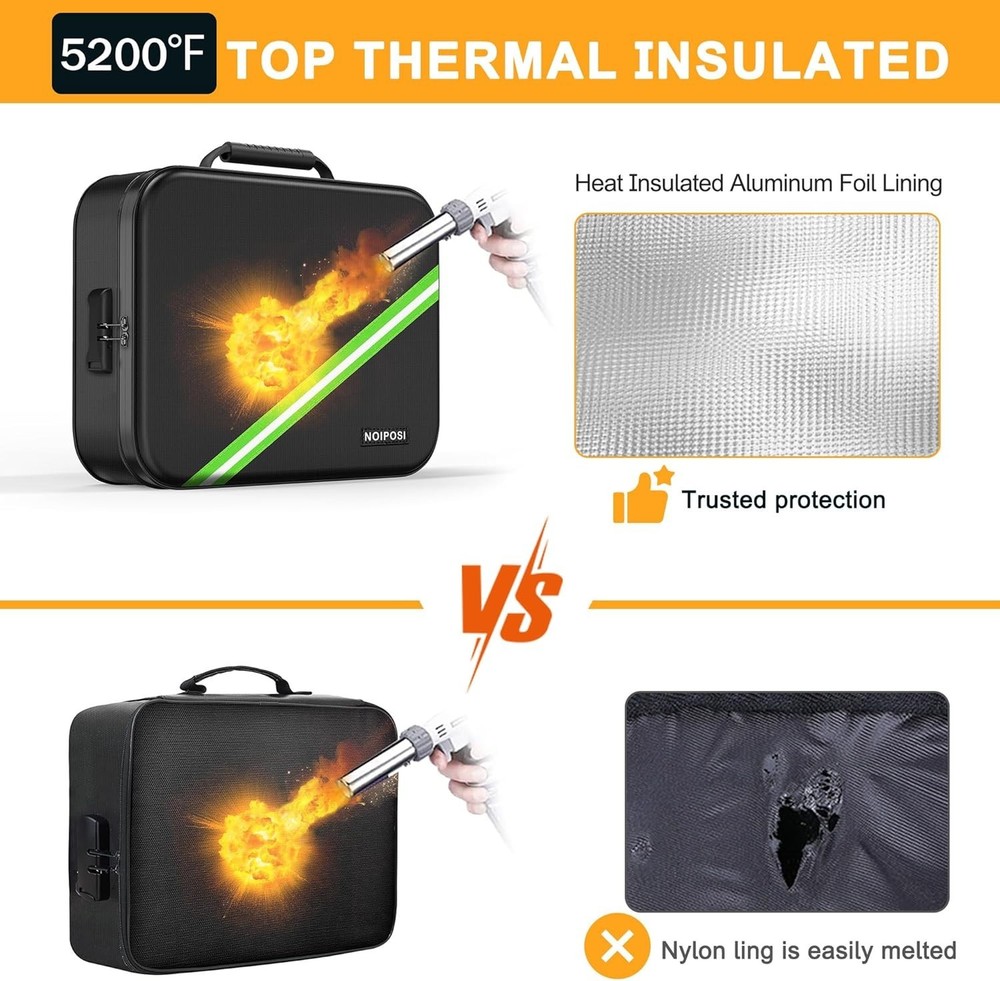 Multi-Compartment Fireproof Box for Important Documents - Waterproof & Secure