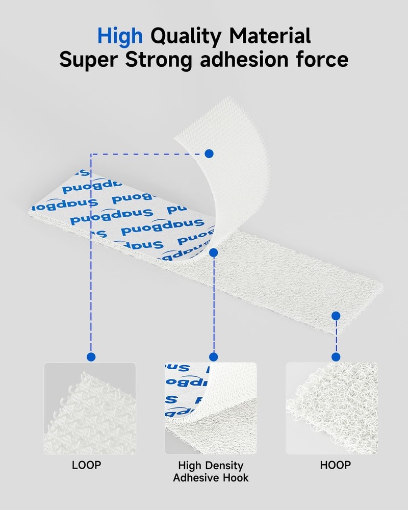 Repositionable Adhesive Hook and Loop Strips - 16 Sets, Ideal for DIY Projects