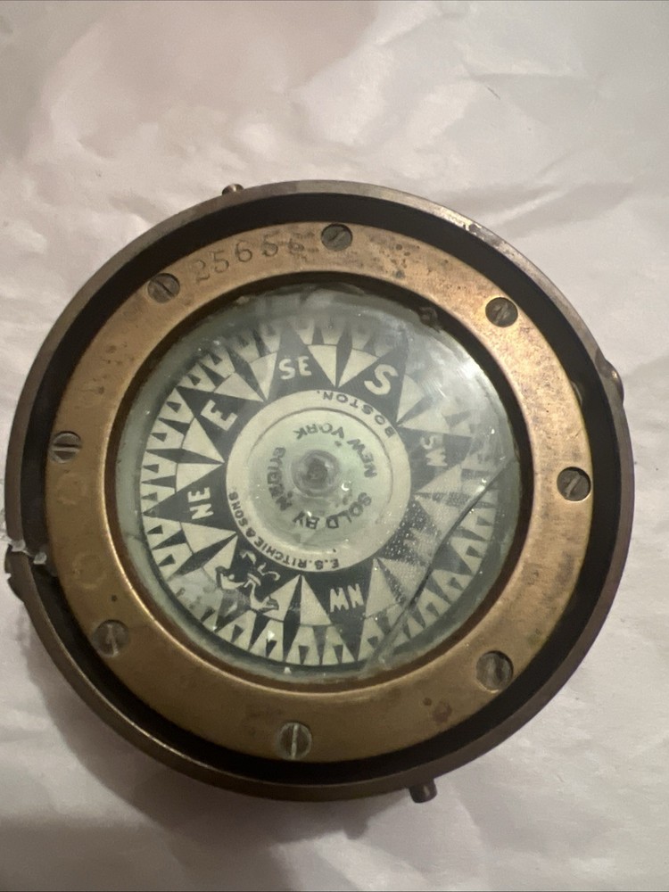 E.S. Ritchie & Sons Boston Nautical Box Ship Compass 1930s