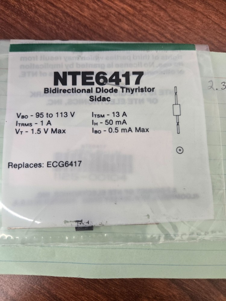 NTE6417 Bi-Directional Diode Thyristor Sidac