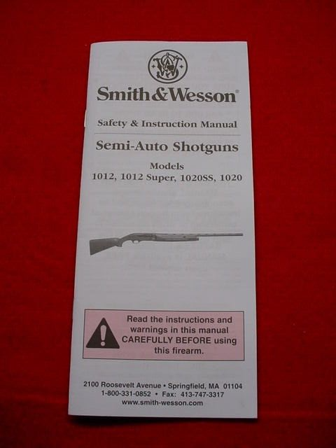 Smith & Wesson Model 1012/1020 Shotgun Instruction Manual- Nice !