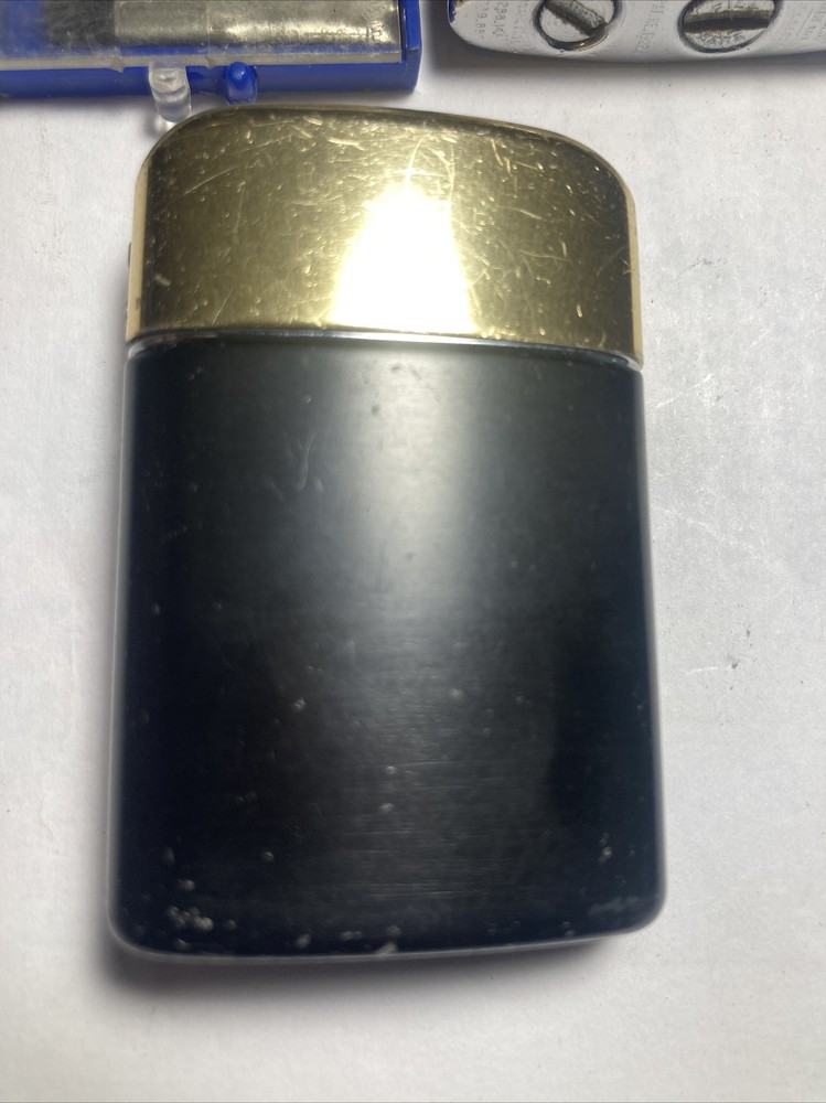 2 Vintage Ronson Typhoon Gold Black Tone Lighter