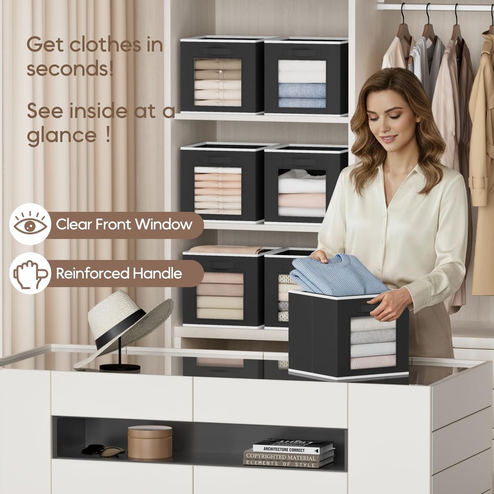 Cube Storage Bins - Fabric Shelves for Closet Organization, Foldable Storage ...