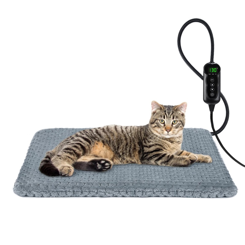 Heated Pet Bed with Adjustable Temperature and Timer - Waterproof Heating Pad