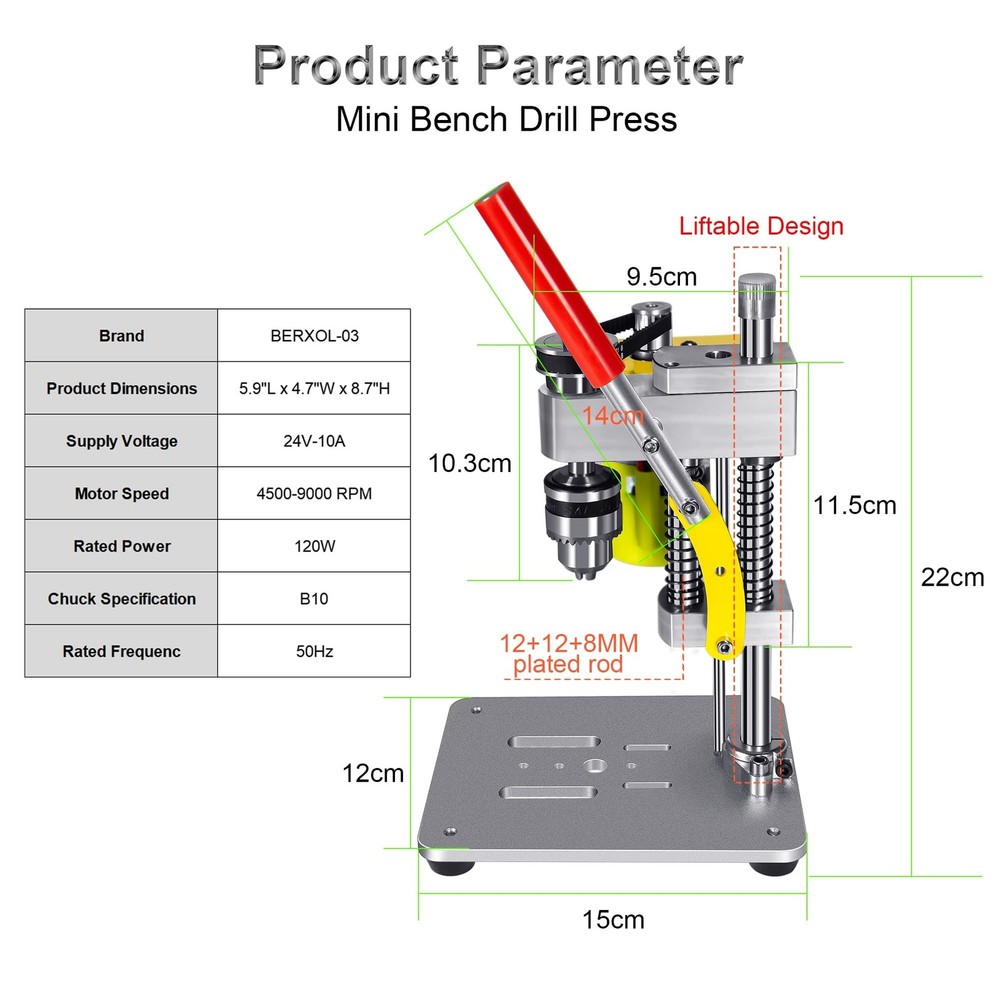 Mini Drill Press, Benchtop Drill Press, Portable Electric Drilling Machine, w...