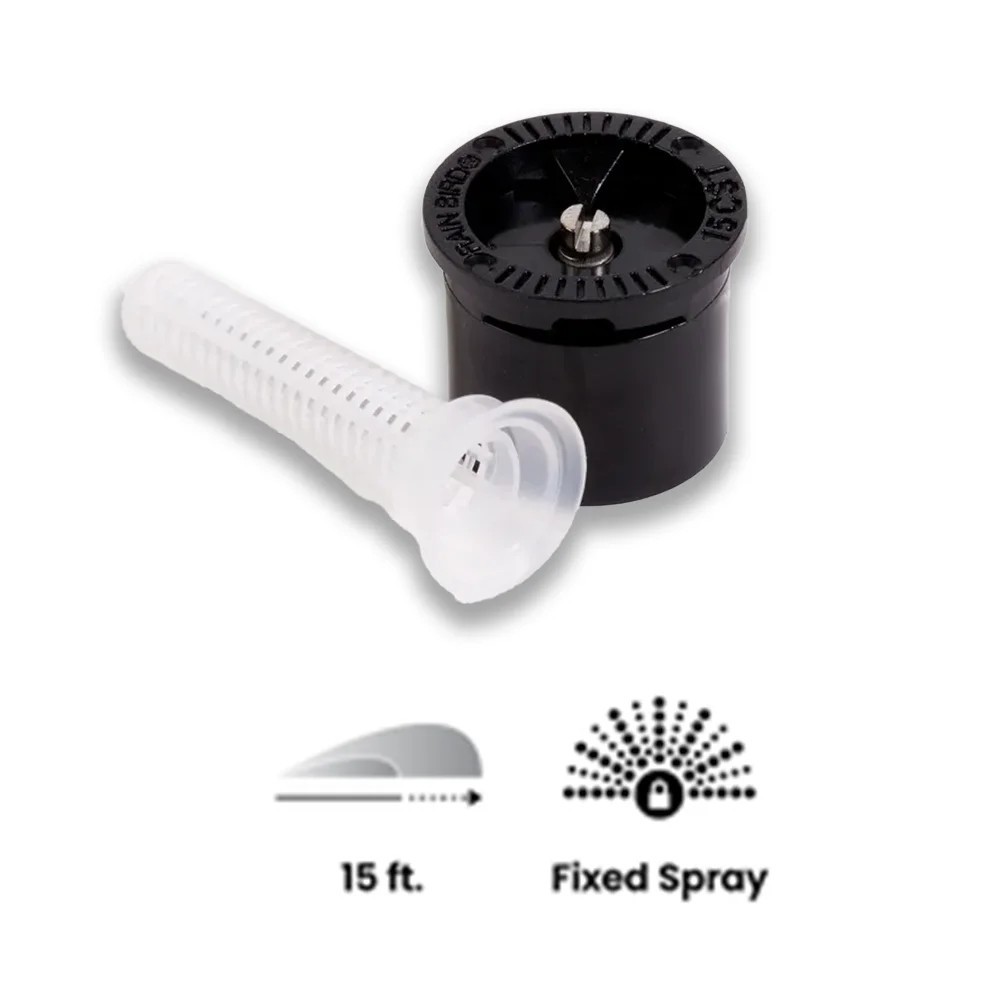 (5) Rain Bird 15CST Fixed Center Strip Pattern 15' MPR Nozzles w/ Screen (30°)