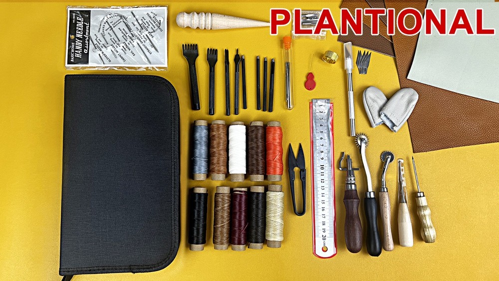 Leather Craft Kit for Beginners - Professional Tools, Waxed Thread, Groover, Awl