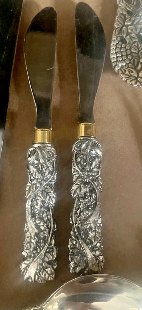 46 Pcs. Neiman Marcus Godinger Silver Plated Vineyard Pattern