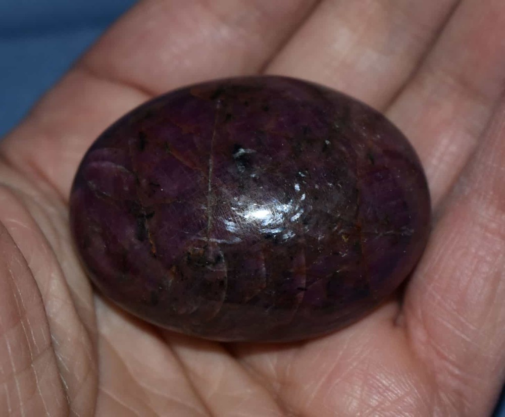 Shimmering Ruby Soap-Shaped Palm Stone #3