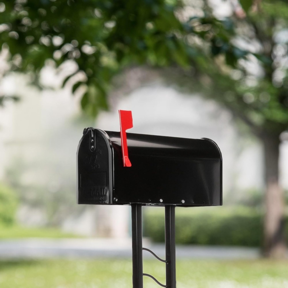 Mailbox to Go Kit - Medium Black Galvanized Steel Mailbox with Post