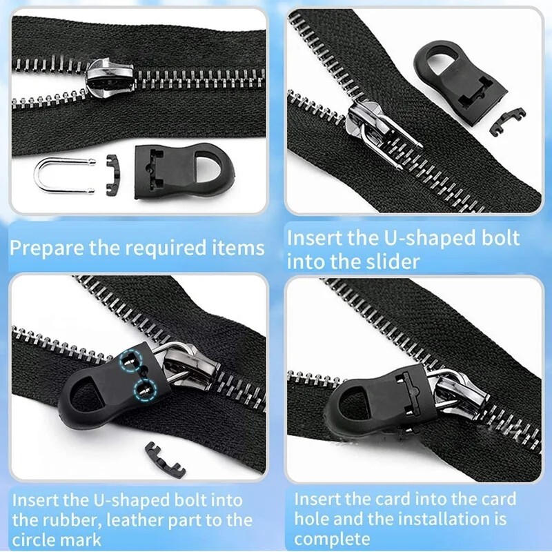 4 PCS Detachable Zipper Pull Replacement Zippers Pull Tabs Zipper Sliders Repair