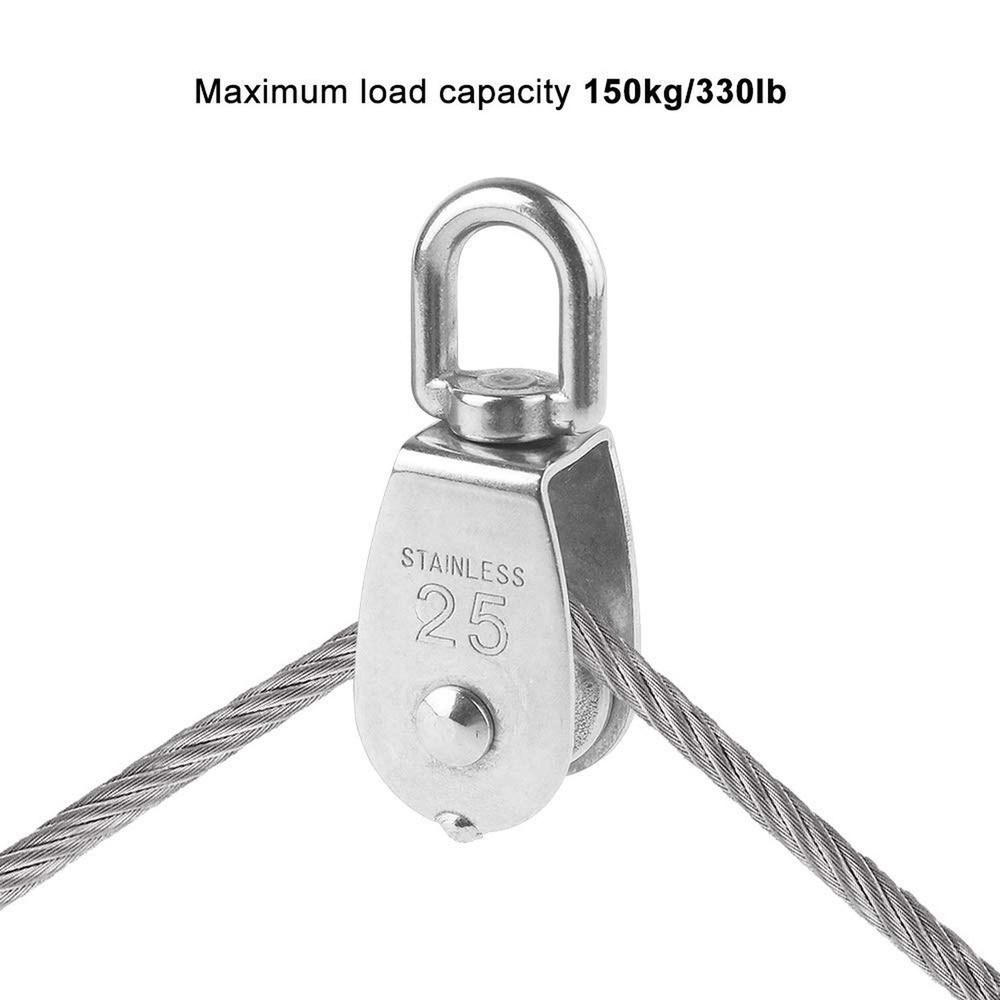 Rocaris 6 Pack M25 Lifting Single Pulley Roller Loading 330Ibs, 304 Stainless...
