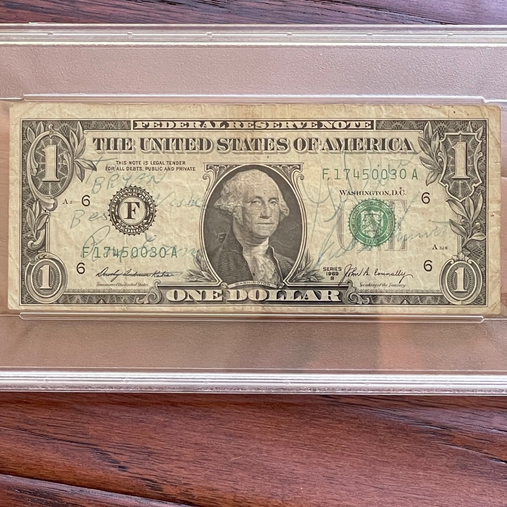APOLLO 17 * PSA * Crew Signed Dollar Bill Autograph Gene CERNAN EVANS * SCHMIDT
