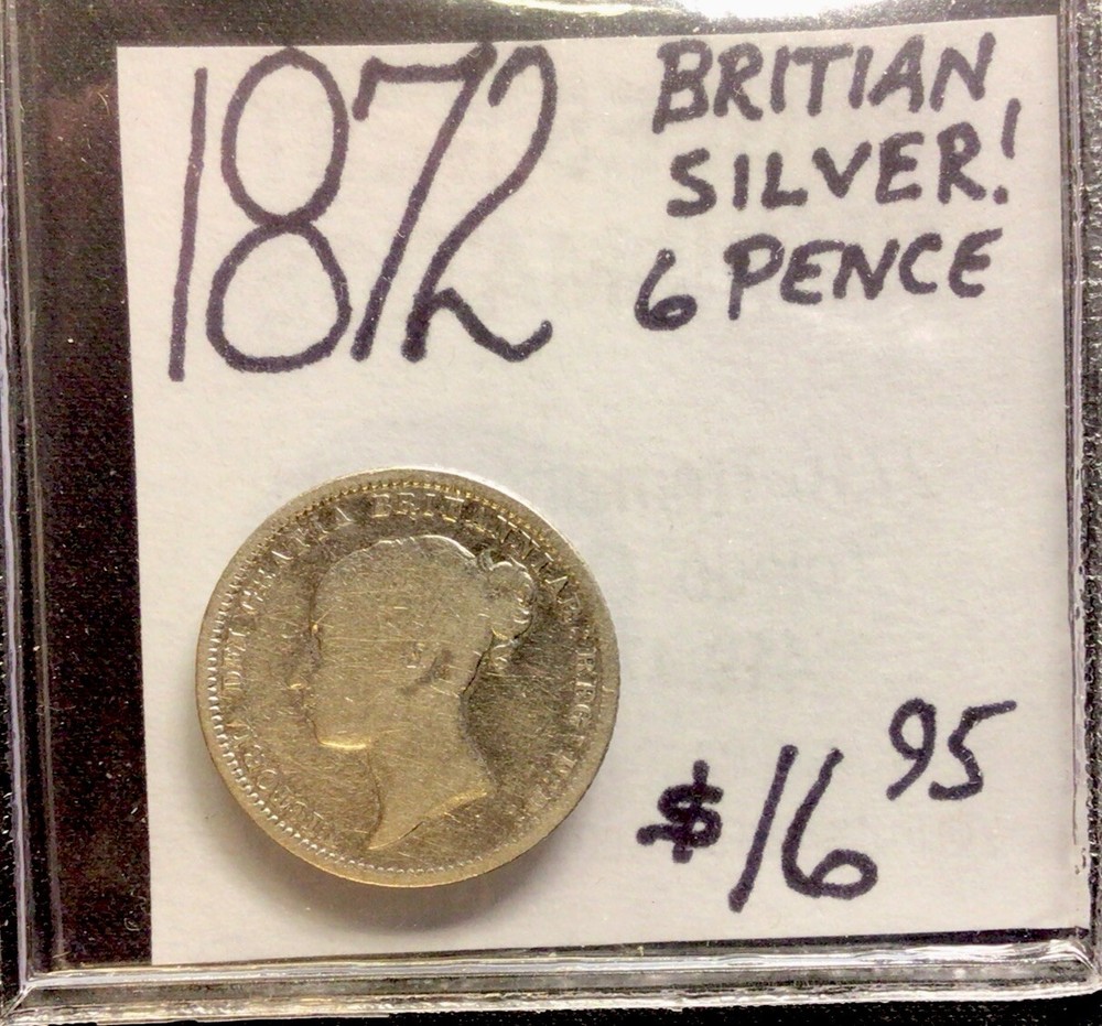 1872 Britain Silver! 6 Pence! ENN Coins