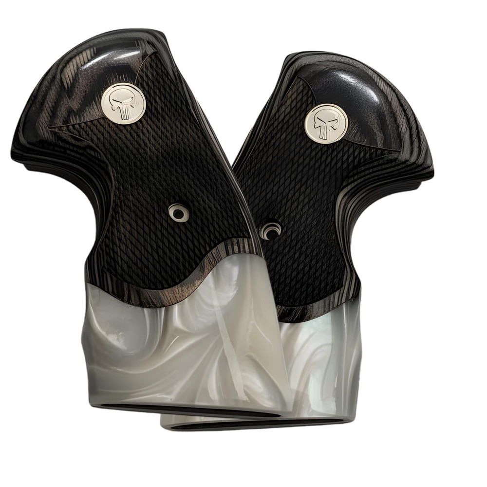 Colt Python Black Rosewood Grips Pearl Acrylic Silver Punisher Medallion