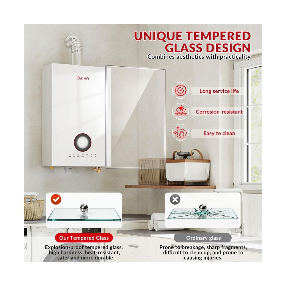 Tankless Water Heater Natural Gas, 4.74 GPM 18L Indoor Instant Hot Water Heat...