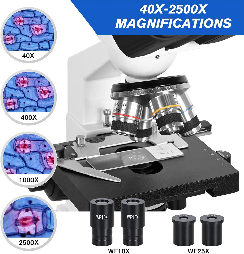 40X-2500X Compound Binocular Microscope for Adults Professional,Microscopes for