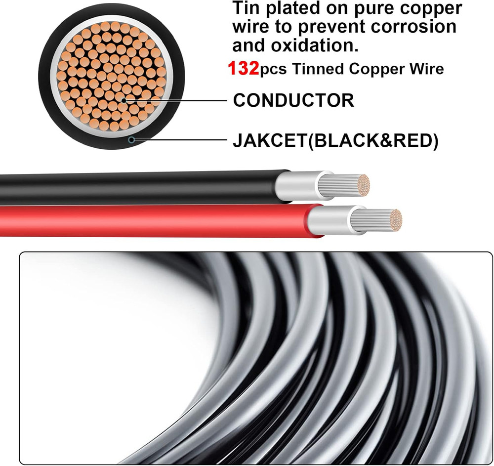 30FT 8AWG Solar Panel Extension Cable with Connectors for Solar Systems