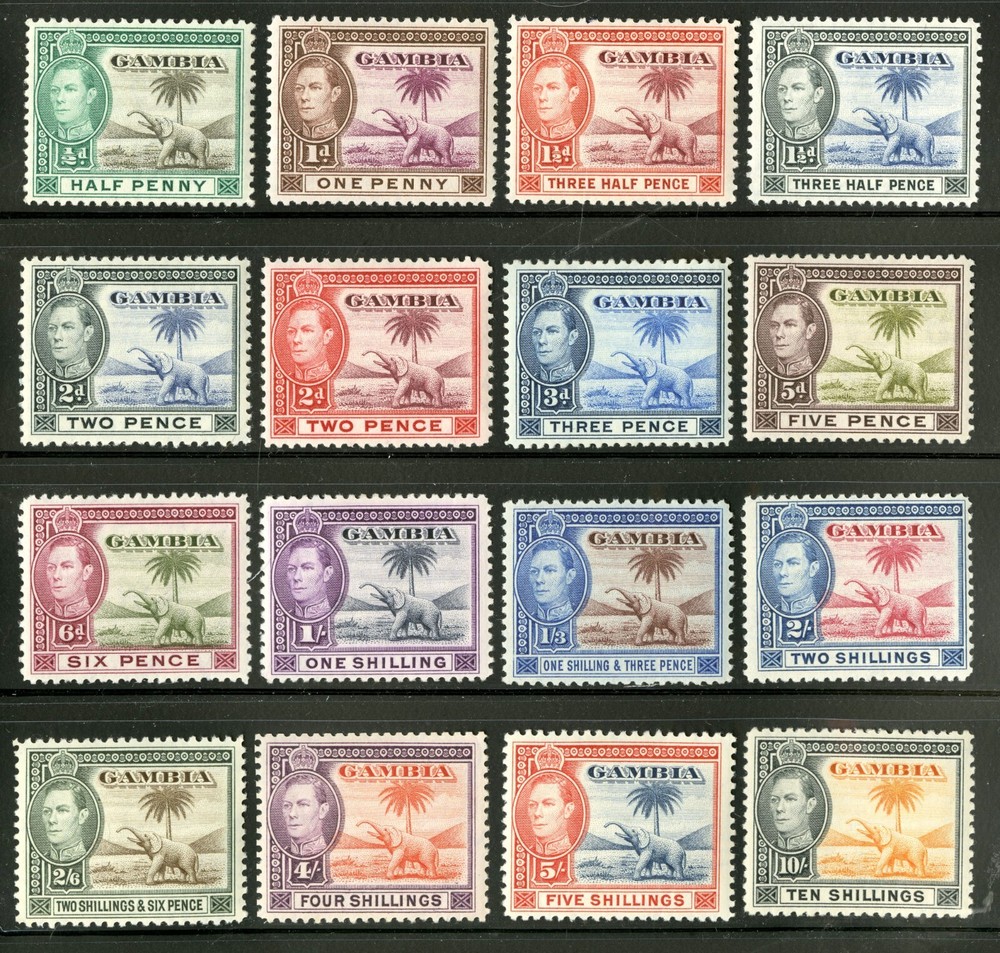 Gambia   1938-46  Scott # 132-143   Mint Lightly Hinged Set - 2