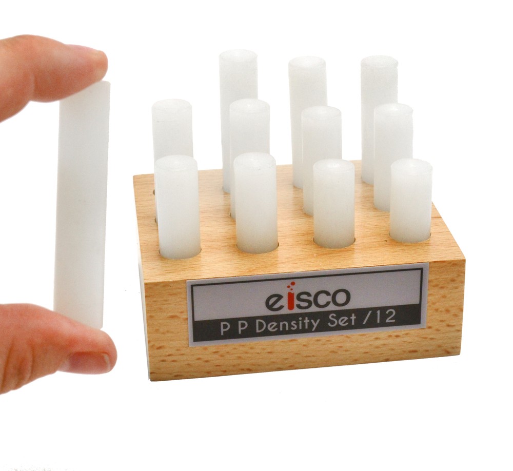 12pc Density Cylinder Set, Polypropylene - Wooden Storage Block - Eisco Labs