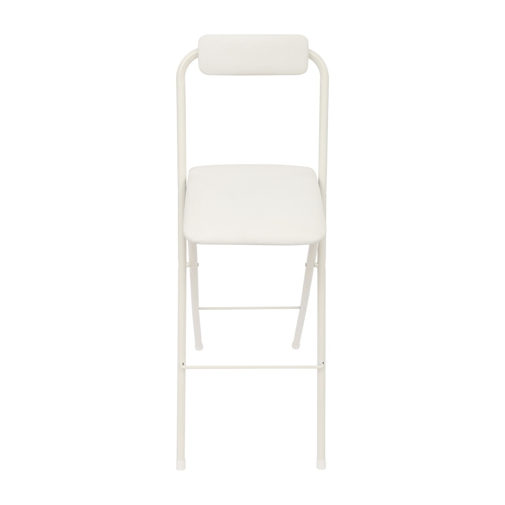 White Foldable Bar Chair - Tall Folding Stool with 275.58 lbs Capacity