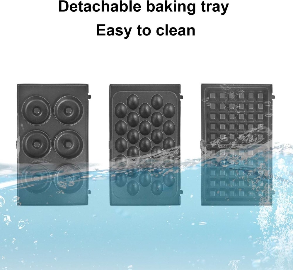 3 Interchangeable Baking Plates for Making Doughnut or Waffle Maker-Eggette a...