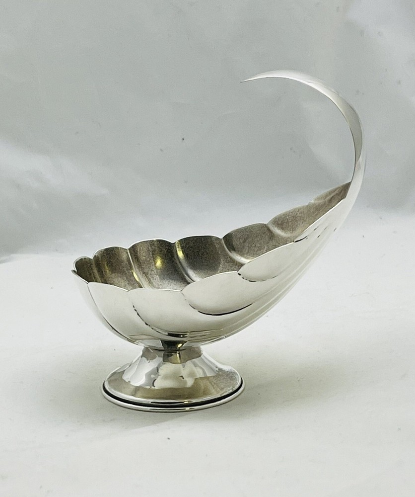 Antique Mexican Sterling Silver Sloping Upward Shell Dish