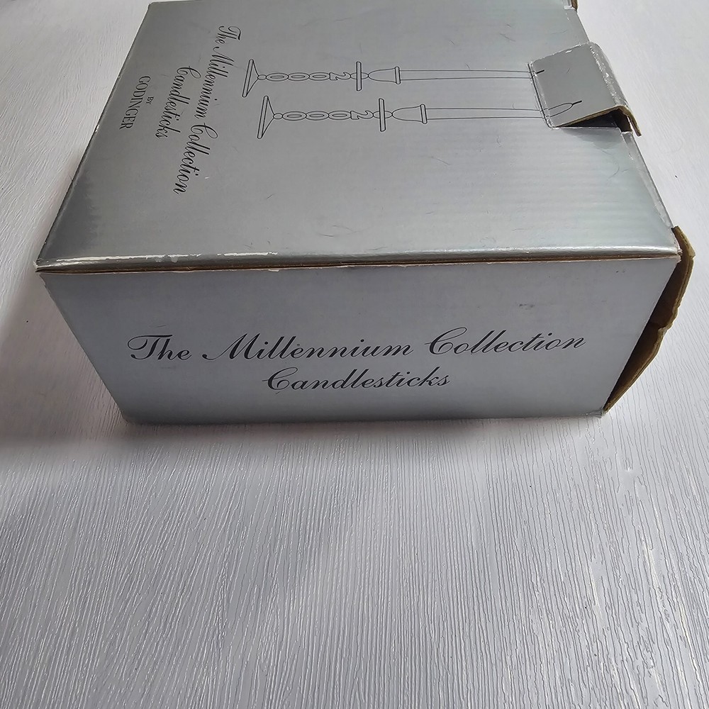 Godinger Silverplate Pair Of 2000 Millennium Candlesticks