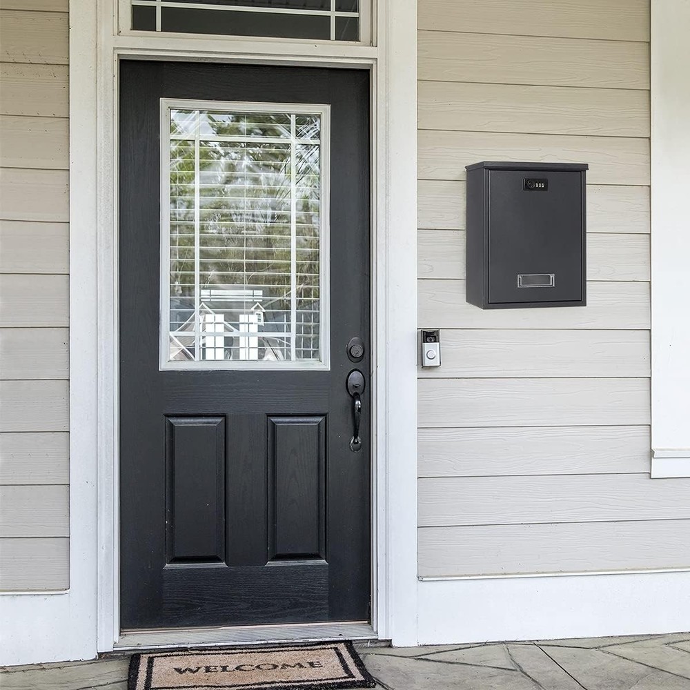 Locking Mailbox Wall Mount Combination Lock Drop Box Large Capacity with Galv...
