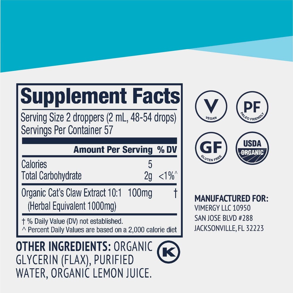Vimergy USDA Organic Cat’s Claw Extract, 57 Servings