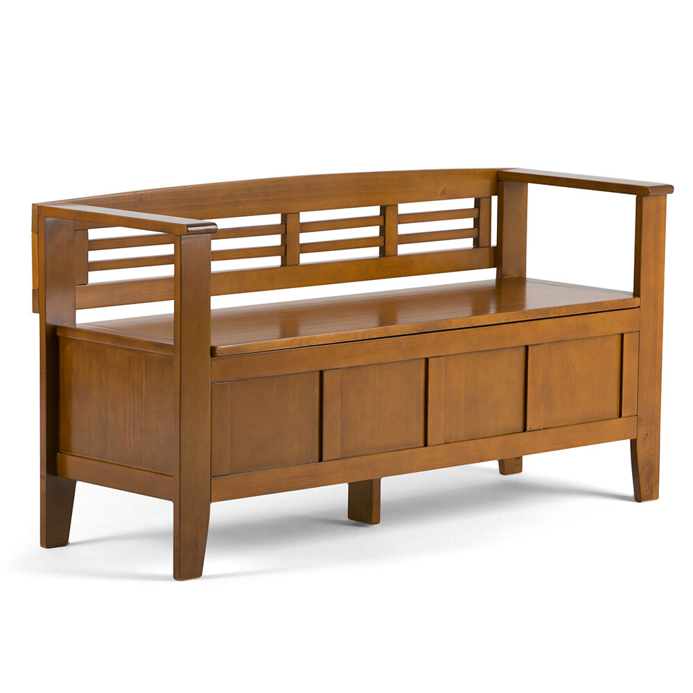 Adams Solid Wood 48 in Wide Entryway Storage Bench