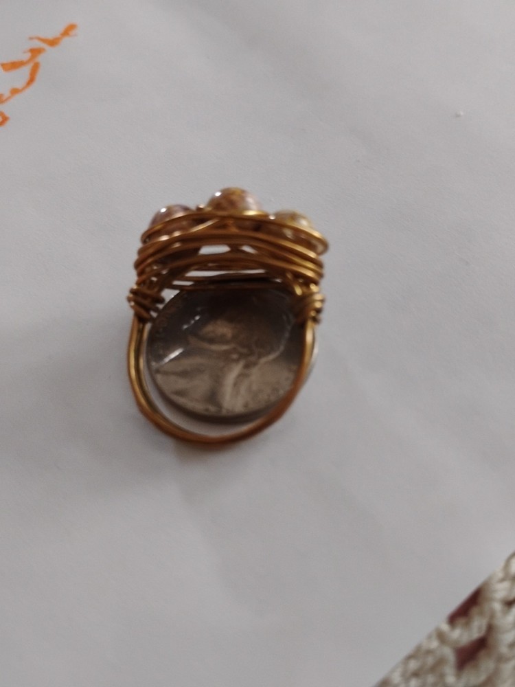 Vtg Brass Wire Rapped Ring Sz 9