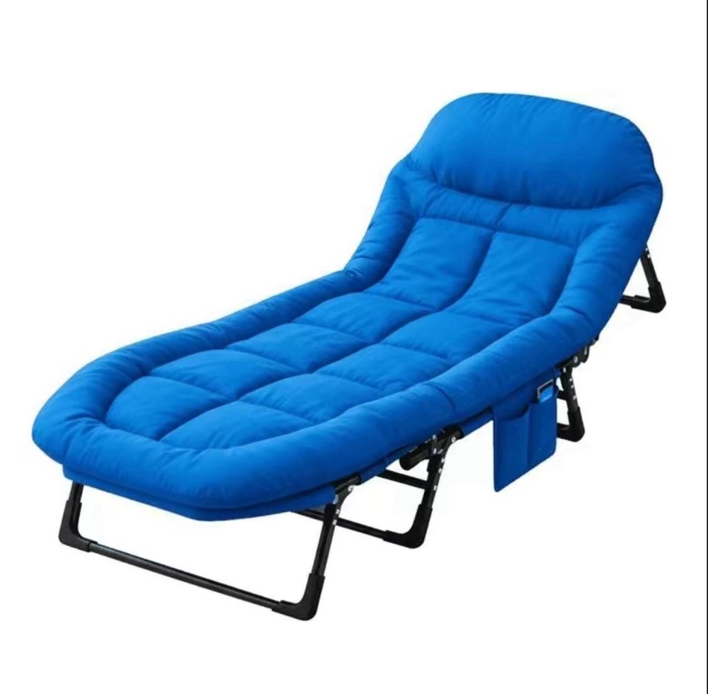 Blue Camping Cot For Adults W/ 6 Angle Adjustable Folding Bed, Lightweight