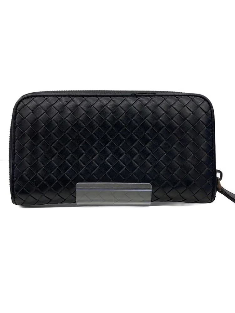 BOTTEGA VENETA Long Wallet Leather Black Solid Men's