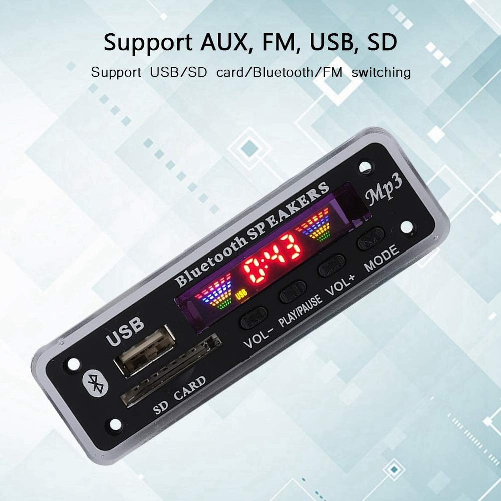 DC 5V/12V Bluetooth 5.0 Audio Decoder Board Audio Module USB AUX SD FM Radio ...