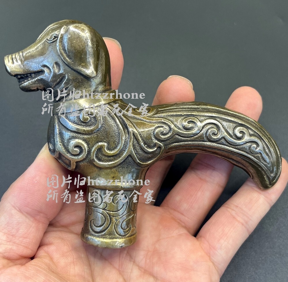 Solid Brass Pig Head Statue Walking Stick Cane Handle Top Topper Collection