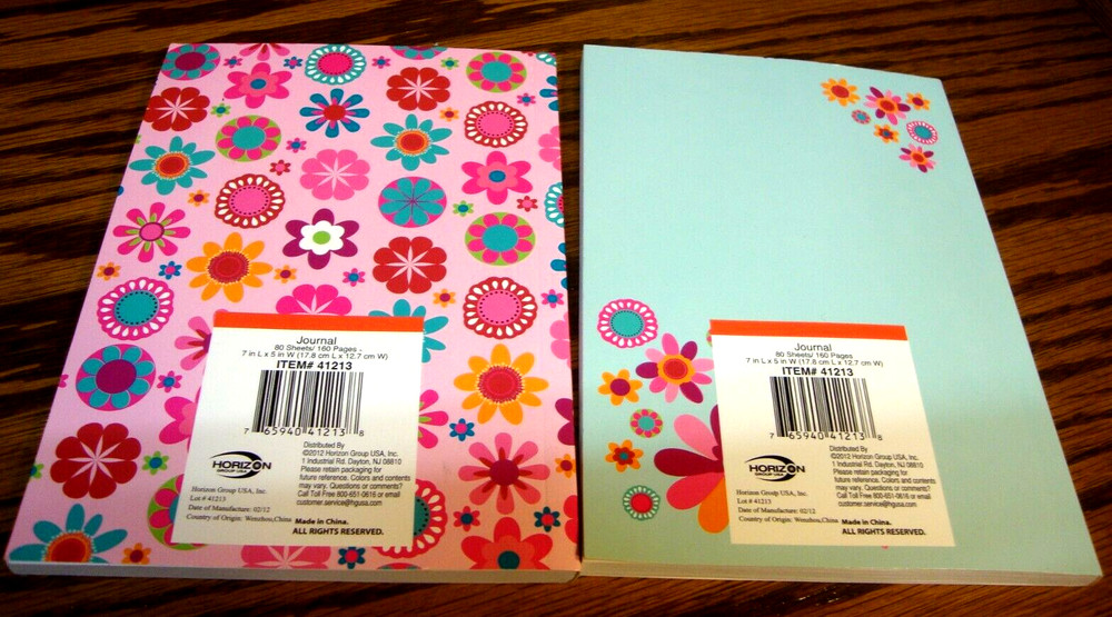 Set (2) Horizon Notebooks Notepad Journal Diary Note Pads~Floral~80 Sheets 665